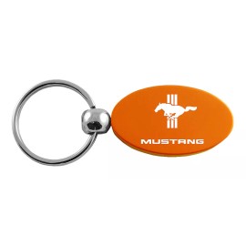 Ford Mustang Tri-Bar Oval Key Ring (Orange)