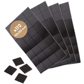 WINTEX Magnets for Crafts Strip with Adhesive Backing - 112 pcs x 0.8 inches Small Square Stick On Magnet Strips - Thin Flat Black Magnetic Peel-Off Tape Squares