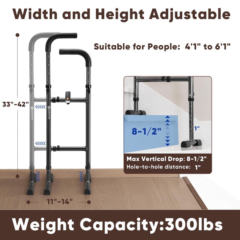 Stair Assist Cane,Standing Stair Lift with Adjustable Height and Width,Poam