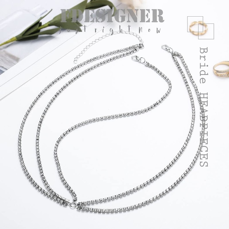 Fdesigner - Cadena para la cabeza estilo bohemio, con diamantes