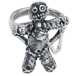 Alchemy England Voodoo Doll with Stick Pin Gothic Spells Pewter Ring (N)