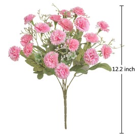 TBUY ROSE 5 Pack Artificial Flowers Bulk Small Carnation Fake Flower with Stems Silk Carnation Flowers for Outdoors Wedding Home Hotel Decor (Pink)