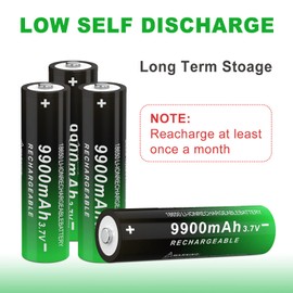 18650 3.7V Lithium Rechargeable Battery with 18650 9900mAh Button Top Batteries Design Tool for Camera & Flashlights, Clocks, Toys House Use -16 Pack