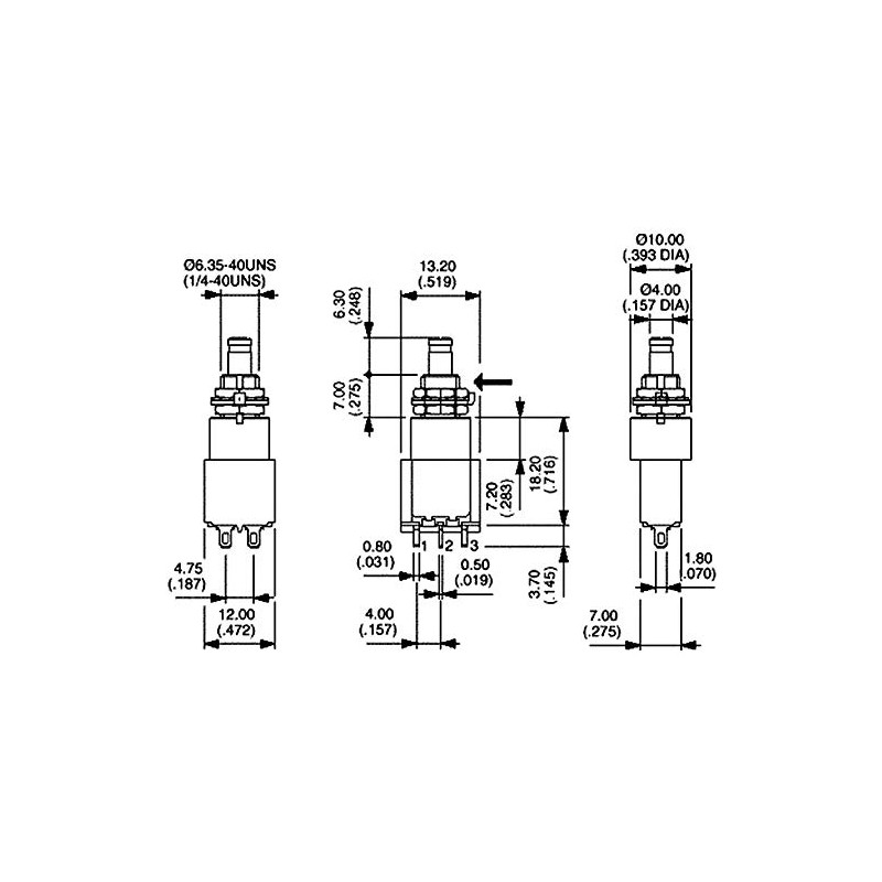 APEM 8636A 250V/AC 3A 1 x On/On Hanging Pressure Switch