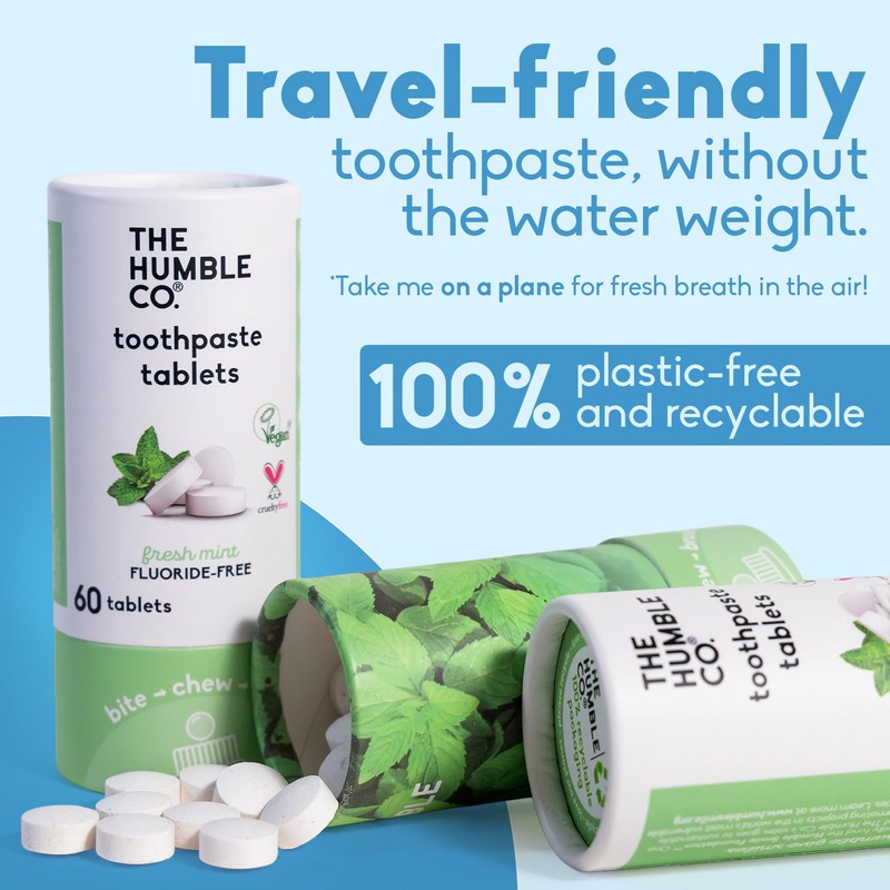 The Humble Co Fluoride-Free Chewable Toothpaste Tablets, Mint - Bite,
