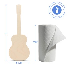 Unfinished Guitar Cutout, 17", Pack of 5 Unpainted Wood Crafts, Large Wooden Shapes for Crafts/Home Decor, by Woodpeckers