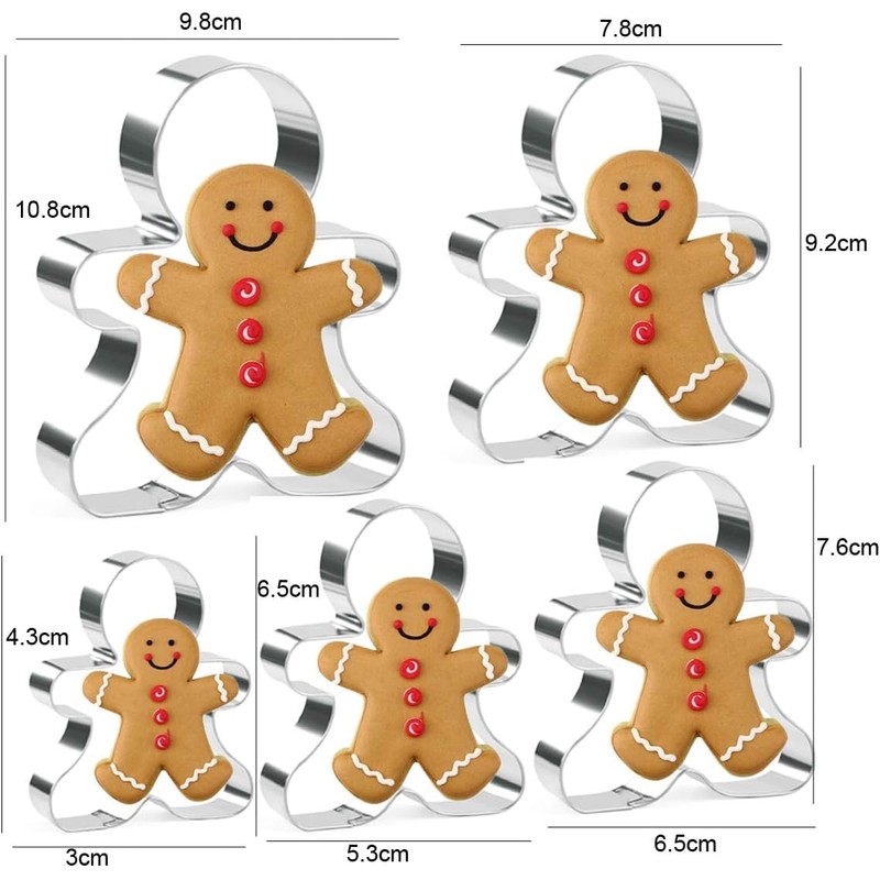 Gingerbread Man Cookier Cutters 5-Piece Happy Gingerbread Man Cookie Cutter