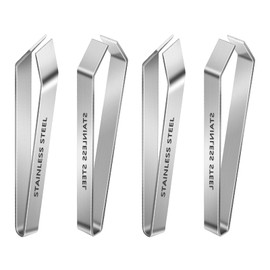 YOUZMY Set of 4 kitchen tweezers, stainless steel, herringbone tweezers, fish bone tweezers, fish tweezers for bone, bone tongs for fish, for precise work with fish, poultry