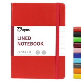 JOYEUX Lined Journal Notebook, 160 Pages Journal for Writing, Medium 5.7 inches x 8 inches Journal for Women Men - 100 Gsm Thick A5 Paper (Red)