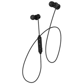 Groov-e Metal Buds - Wireless Earphones with Remote & Mic - Bluetooth Connectivity - Neckband Headphones with Ergonomic Design - USB Charging - 4hrs Audio Playback - Black