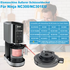 Replacement Lid for Ninja Creami NC300EU Ice Maker Outer Shell Cover, Compatible with Ninja NC301/NC300/NC299AMZ Series, Ninja Creami Accessories, Replacement Ice Maker Outer Bowl Lid (No Paddle)