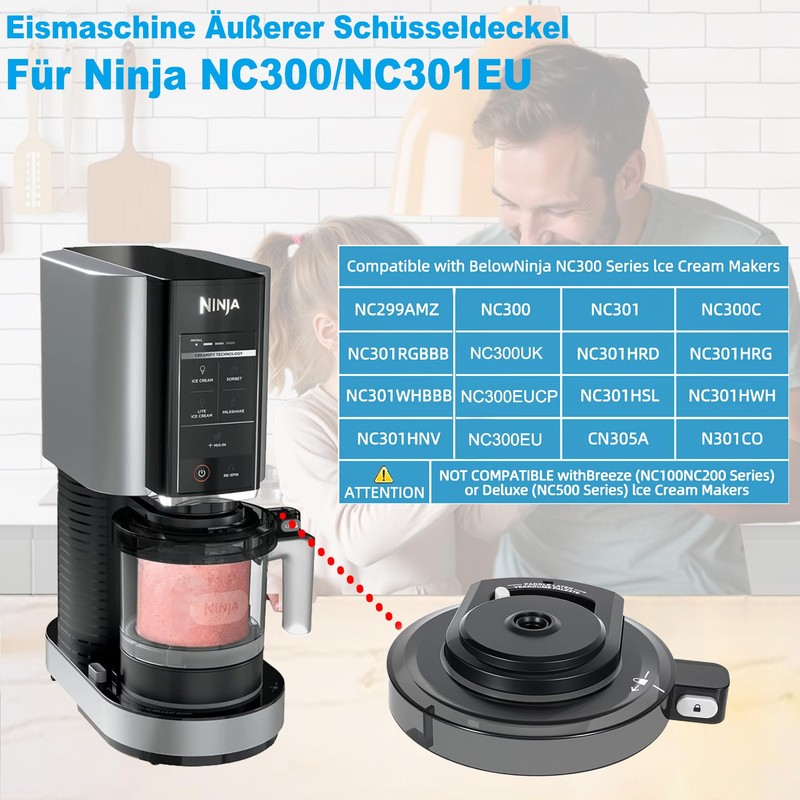 Replacement Lid for Ninja Creami NC300EU Ice Maker Outer Shell