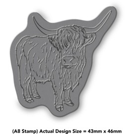 'Highland Cow' Rubber Stamp - Unmounted Design for Crafting & Scrapbooking, A8 (RS00042611)
