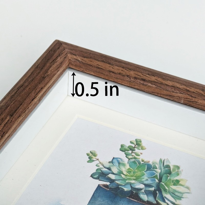 PLUSCHEN 4X4 Wooden Picture Frame with 3x3 Mat, 4x4 Sqaure