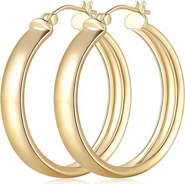 14K Gold Hoop Earrings for Women Big Gold Earrings Square-edge Jewelry Timeless Hypoallergenic Hoop Earrings Women
