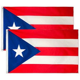 DANF 2 Pack Puerto Rico Flag 3x5 Foot Polyester Puerto Rican National Flags Polyester with Brass Grommets 3 X 5 Ft