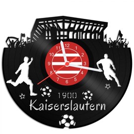 GRAVURZEILE Kaiserslautern Vinyl Record Clock - 100% Club Love - Upcycling Design Wall Clock Made in Germany