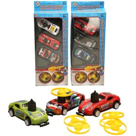 Bump & Spin Alloy Cars Set, 3 Racing Cars with Pull Back Action, Ages 3+, Yellow Propellers