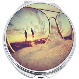 NewCharms Sunglasses Beach Compact with Mirrors - Perfect Pocket and Purse Size Folding Mirror for Applying Make Up Anywhere