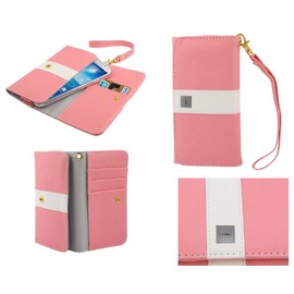 DFV mobile - Cover premium with color line design with card case for kingelon g9000 - pink