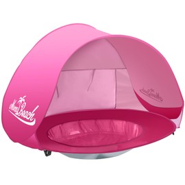 Monobeach Baby Beach Tent Pop Up Portable Shade Pool UPF50+ UV Protection Sun Shelter for Infant with Easy Set Up Canopy (Pink Beach Tent)