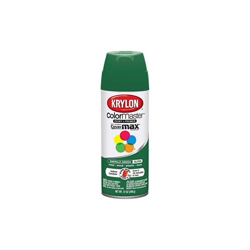 Krylon K05201607 ColorMaster Paint + Primer, Gloss, Emerald Green, 12