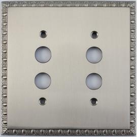 Egg & Dart Satin Nickel 2 Gang Push Button Light Switch Plate