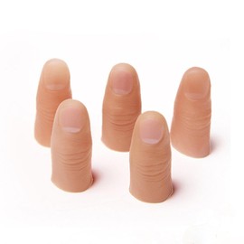 BRIIKPP 5pcs Thumb Tip Magic Set Soft Fake Thumb Finger Cutting Tricks for Stage Party Magic Show