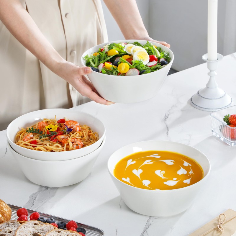 MALACASA Large Salad & Soup Bowls - Set of 4,