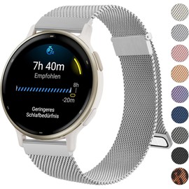 Oumida Garmin Strap 20 mm for Garmin Vivoactive 5 / Vivoactive 3, Venu 2 Plus / Venu Sq 2 / Venu Sq / Sq Music, Vivomove Series, Forerunner 55/245/645, Metal Watch Straps Double Magnet Replacement