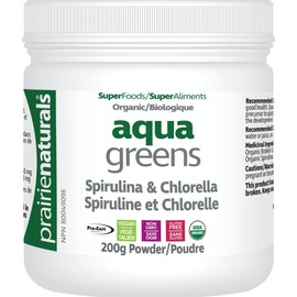 Prairie Naturals Organic Aqua Greens Powder (Spirulina & Chlorella), 200g / Unflavoured