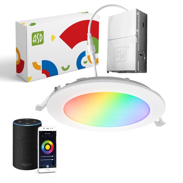 ASD LED Smart Recessed Lighting 6 Inch 15W, RGBW Color