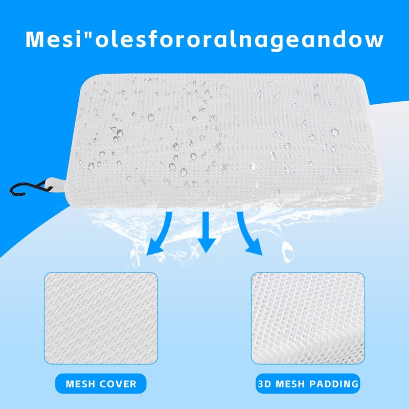 Non-Slip Shower Seat Cushion with 3D Mesh & Hooks -