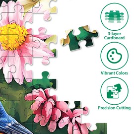 500 Pieces Puzzle for Adults,Birds Flower Puzzle, Recycled Cardboard Animals Jigsaw Puzzles 500 Pieces,Challenging Puzzles Game Home Decor Birthday Party Gift Toy for Adults Kids Seniors 20.5 * 15 in