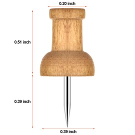 100Pcs Wood Push Pins, Thumb Tacks for Decorative, Wooden Pins and Tacks, Cork Board Thumbtacks, Cute Thumbtack for Wall and Bulletin Board, Map Pins