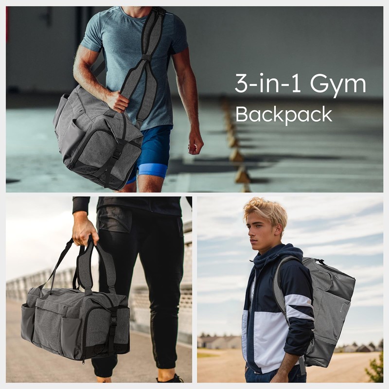 Kookoomia Gym Bag with Shoes Compartment and Wet Pocket Convertible