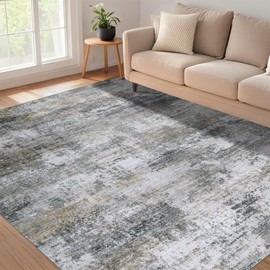WILLSUN Washable Area Rugs, 5x7 Non-Slip Boho Large Area Rugs for Living Room, Bedroom, Machine Washable Vintage Rug, Indoor Floral Print Carpet for Home Decor, Kid & Pet Friendly Mat