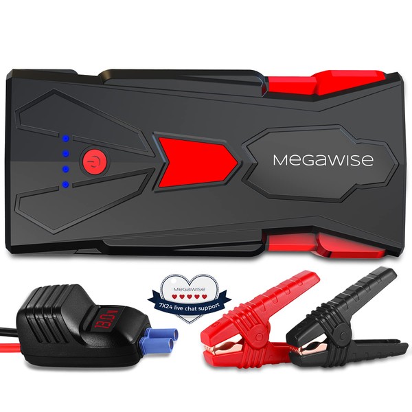 MEGAWISE 1500A Peak 16800mAh Car Battery Jump Starter Booster (up to 7L Gas or 5L Diesel Engines), 12V Portable Power with Dual USB Outputs & Flashlight 2023 Upgraded Extremely Safe
