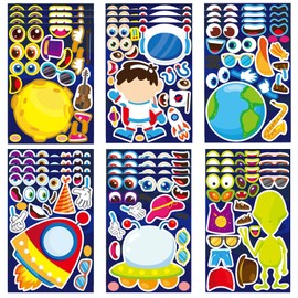 24 Astronaut Space Theme Stickers for Kids Teens,Earth, astronauts, aliens, spacecraft, moon, UFO Universe Stickers Packs for Laptop Phone Skateboard, Vinyl Waterproof Planet Explorer Decals