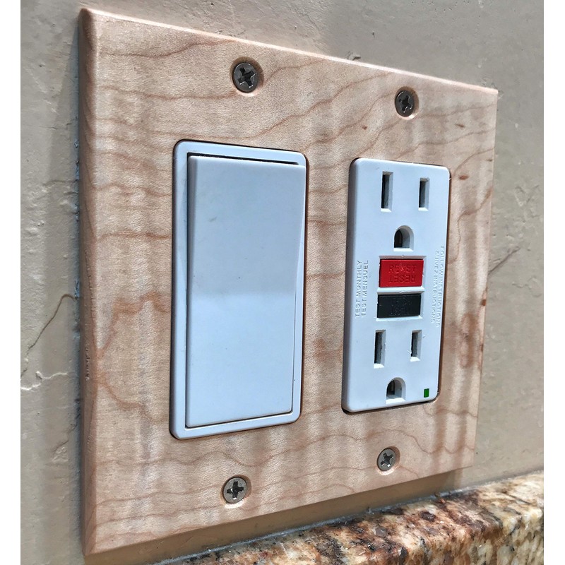 (2 Pack) Maple 2-Gang Light Switch Plate. Solid Wood. Handmade