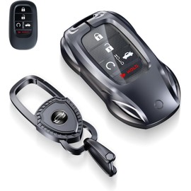 for Honda Key Fob Cover with Keychain - 2025 2024 2023 2022 2021 2016-2020 Civic Accord CR-V Pilot HR-V Ridgeline Odyssey Passport Key Fob Case Protector (Classic Black，For Honda-B)