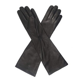 Harssidanzar Women's Vintage Long Opera Leather Touchscreen Texting Gloves Upgrade GL014,Black,Size XS