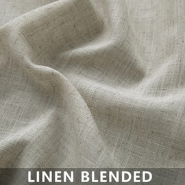 Mrs.Naturall Tan Beige Short Curtains for Bedroom Small Windows,Sheer Linen Privacy Curtain 54 Inch Long for Living Room Bathroom Window