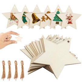 Wooden Stars, Pack of 40 Wooden Decorative Hanging Stars, DIY Crafts, Wooden Stars, Christmas, Star Tree Ornament, for Christmas Tree Pendants, Wedding, DIY Tree Decoration
