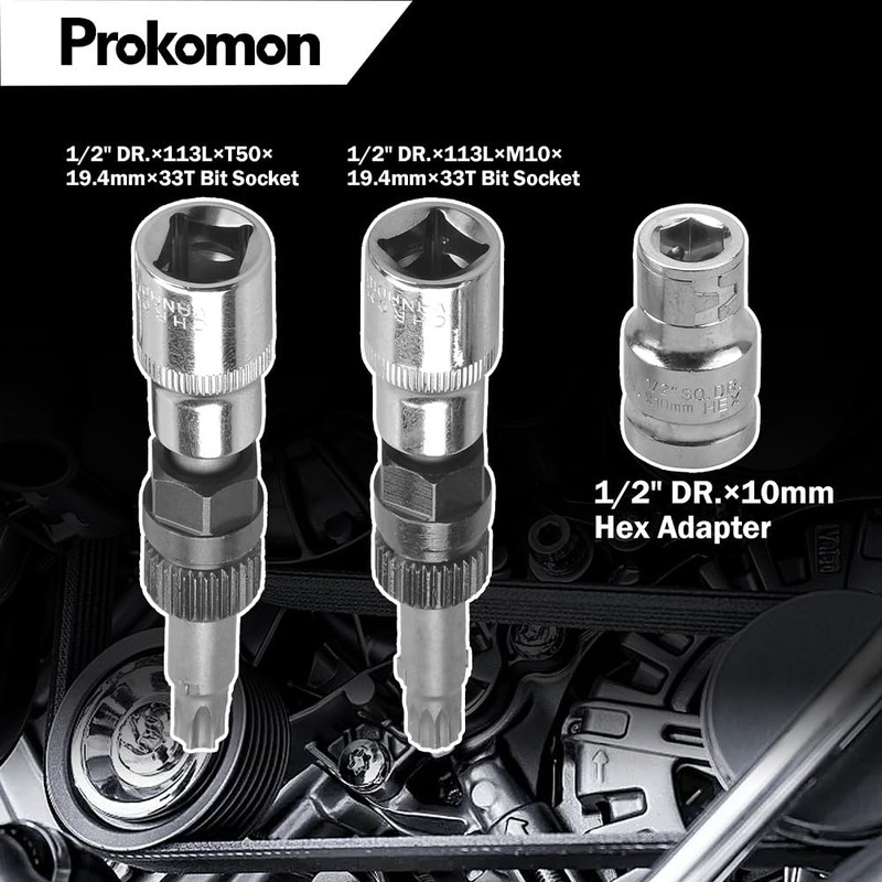 Prokomon 13 Pieces Alternator Pulley Tool Kit; Alternator Pulley Removal