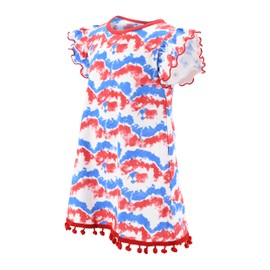 Tie Dye Girls 4th of July Outfits for Girls Patriotic Dresses (4Y, Red)