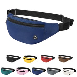 Frenou Fanny Pack With 4-Zipper Pockets-Crossbody Bags For Women And Man-Crossbody Bag With Adjustable Strap For Travel Running Hiking Walking Workout Blue