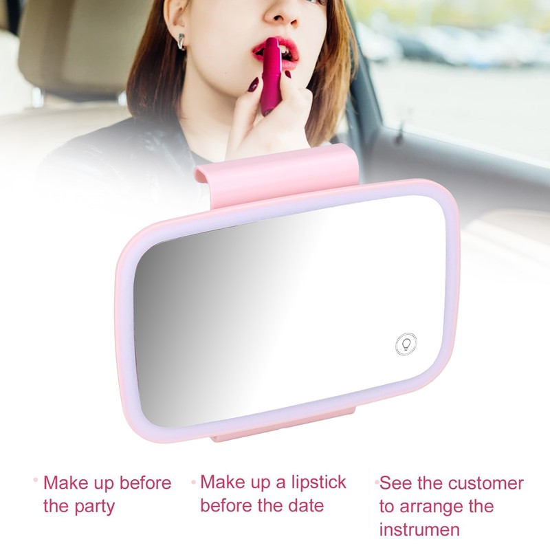 Car Sun Visor Makeup Mirror Surround LED Lights Touch Screen