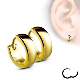 Treuheld® | Classic Hoop Earrings in 5 Colours (Black, Rose Gold, Silver, Gold, Multicoloured) - Stainless Steel - Women's & Men's Earrings - Earrings with Latch Back - 4 mm Wide - Ear Jewellery Earring for Folding
