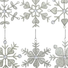 Shalinindia Set of 6 Handmade Snowflake Iron and Glass Pendant Wedding Decoration Ornaments, 6 Inches